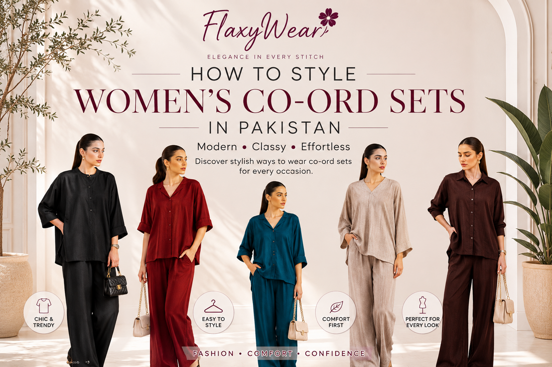 Women’s co-ord set styling ideas in Pakistan by FlaxyWear