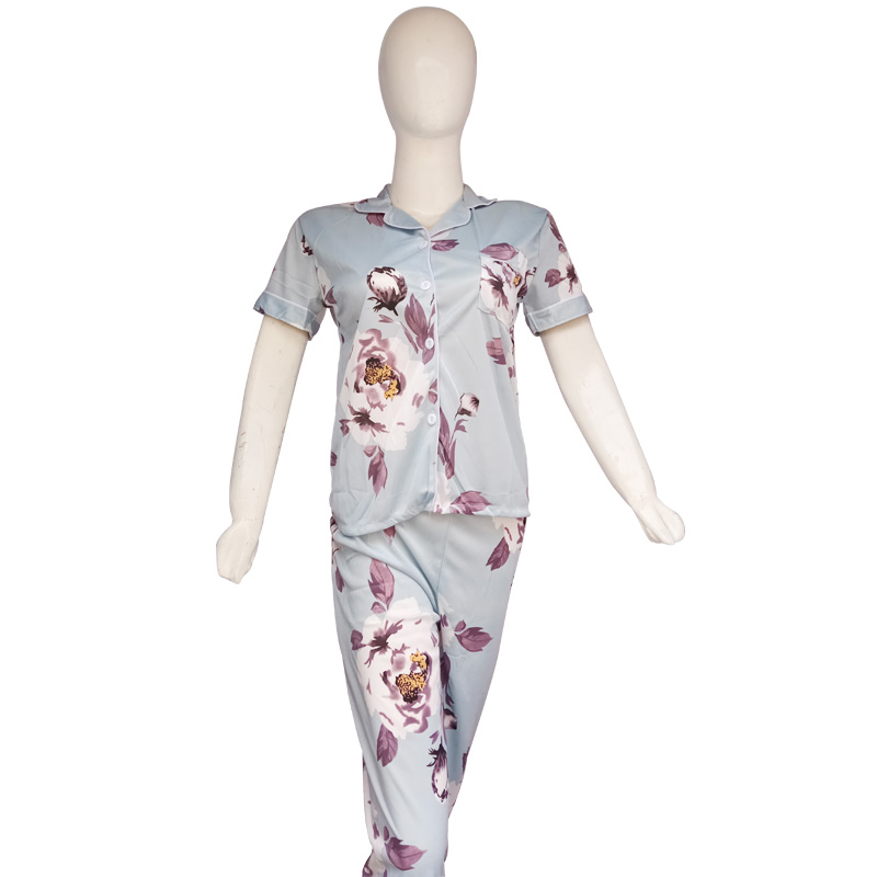 Sleep Two-Piece Print Pajama Set – Lounge & Sleepwear in Gray