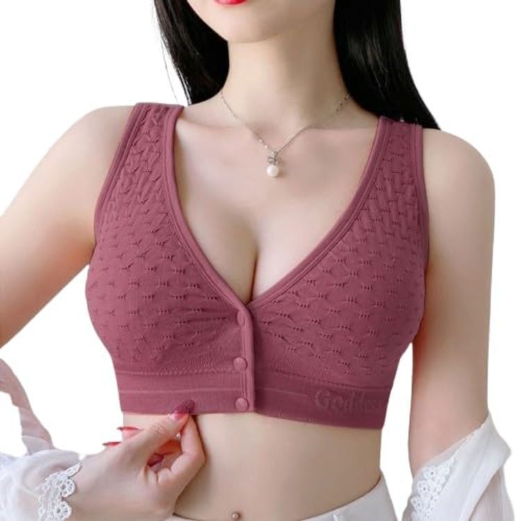 FlaxyWear Non Padded CozyFit Front Button Bra