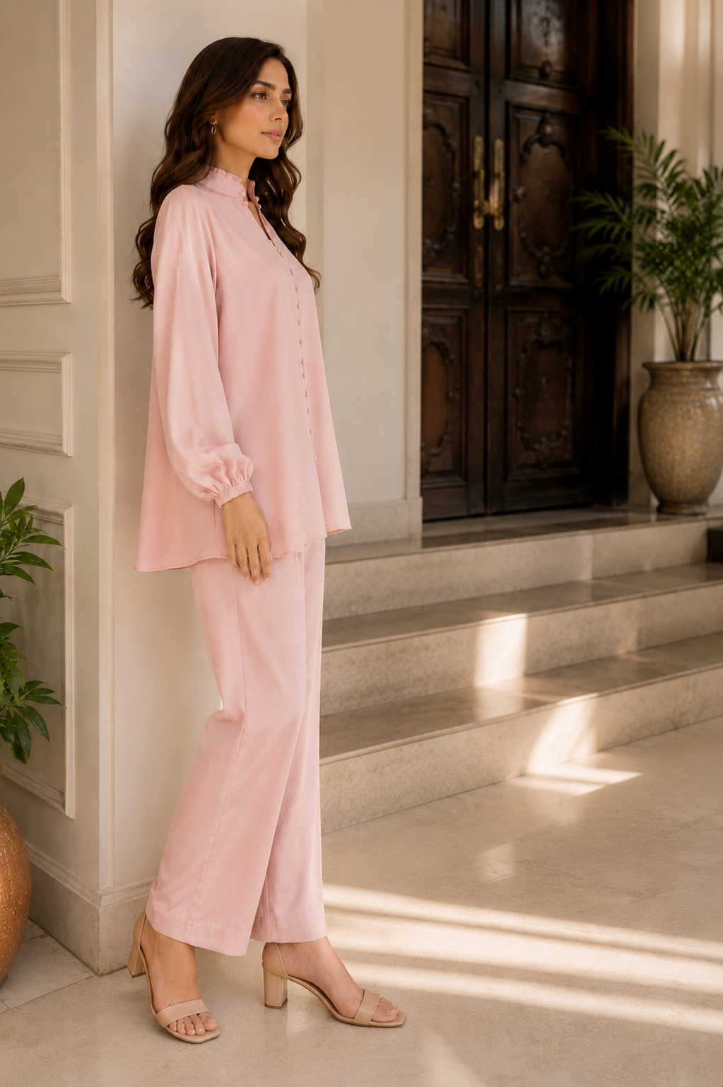 Blush Pink Women's Co-Ord Set Side View