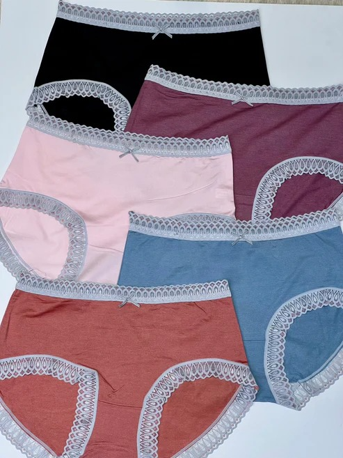 FlaxyWear Lace Trim Cotton Panty Pack – Soft Comfortable Women’s Underwear